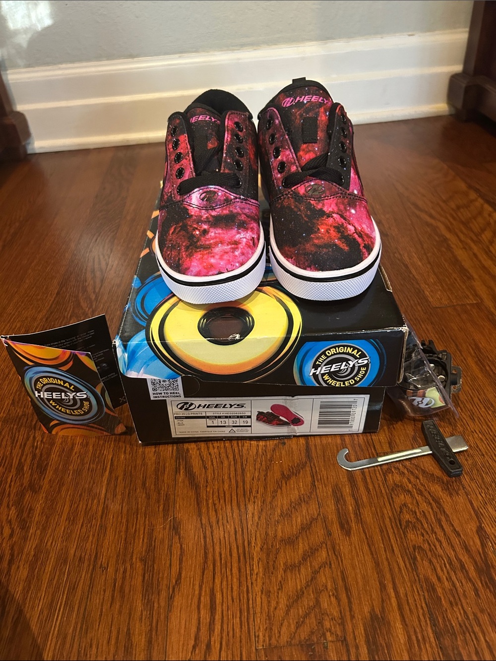 Heelys Kids Galaxy Pink & Black Skate Sneakers with Removable Wheels
